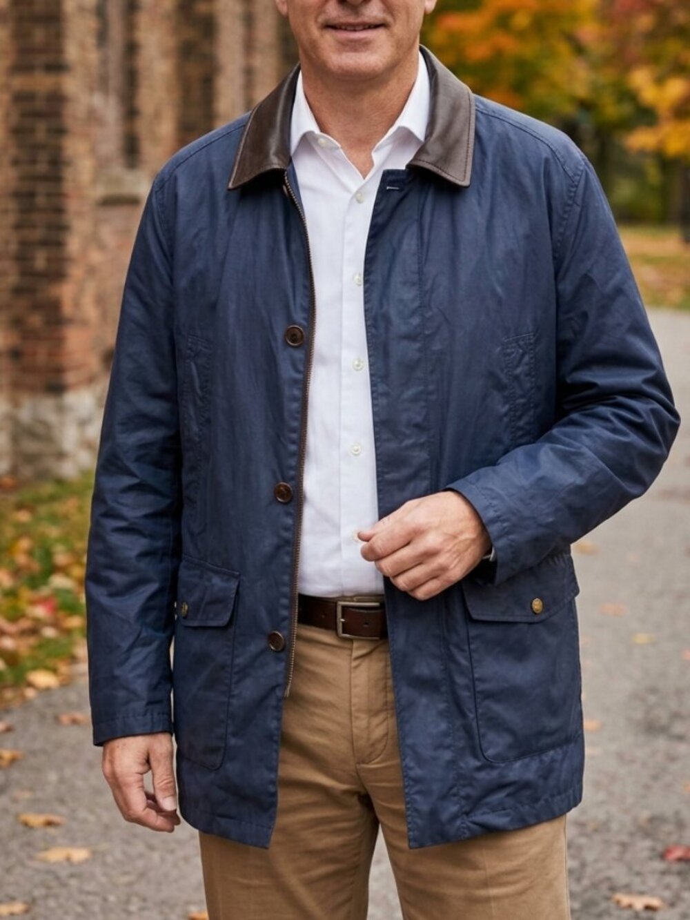 Cole Haan Windbreaker with Lambskin Collar